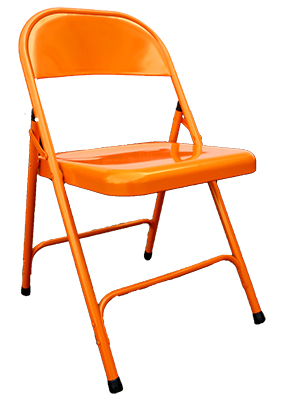 Orange Metal Folding Chair Props, Prop Hire