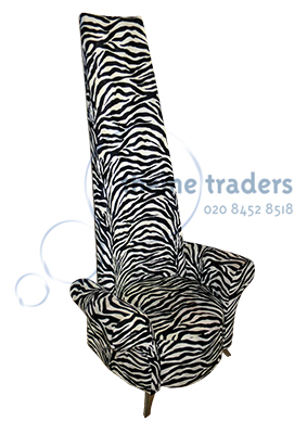 High Backed Zebra Pattern Chair Props, Prop Hire