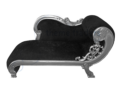 Chaise Silver and Black Props, Prop Hire