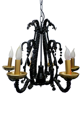 Balck and Gold Glass Chandelier Props, Prop Hire