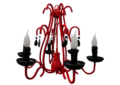 Red and Black Glass Chandelier Props, Prop Hire