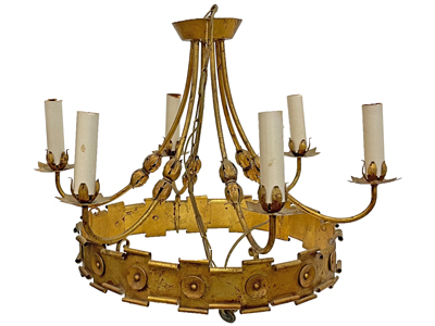 Large Gold Castle Crown Chandelier Props, Prop Hire