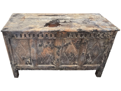 Ancient Wood Hand Carved Chest Storage Props, Prop Hire