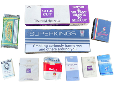 Retro Full Cigarette Packages Props, Prop Hire