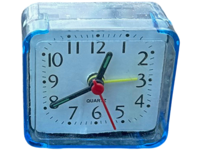 Blue Plastic Bedside Clock Props, Prop Hire