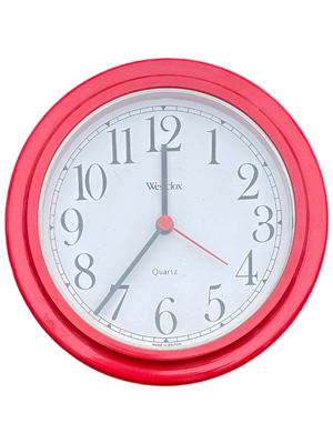 Red Wall Clock Props, Prop Hire