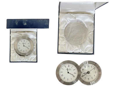 Retro Steel Two Time Zone Travel Clock Props, Prop Hire