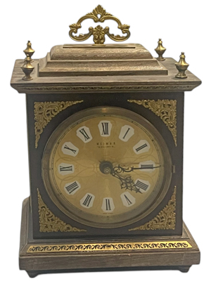 Wooden Mantel Clock With Gold Detail Props, Prop Hire