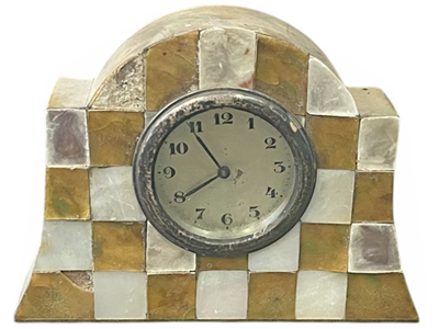 Curious Tiled Mantel Clock Props, Prop Hire