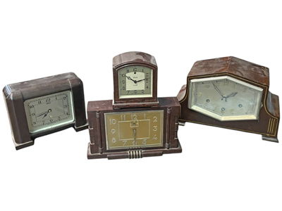 Bakelite Plastic Wood Style Clocks Props, Prop Hire