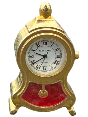 Tiny Dressing Table Miniature Gold Mantel Clock Props, Prop Hire
