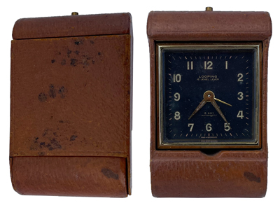 Vintage Leather Case Folding Travel Clock Props, Prop Hire