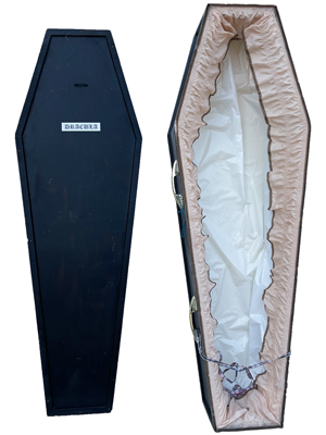 Dracula Lined Coffin Props, Prop Hire