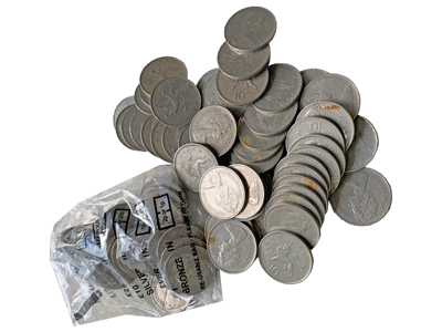 Ten Pence British Coins Props, Prop Hire