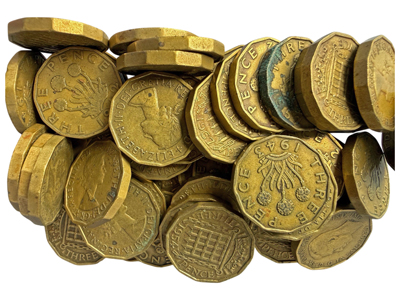 3D British Hexagonal Coins Props, Prop Hire