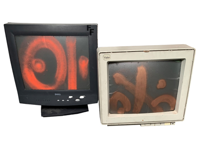 Monitors Graffiti Industrial Props, Prop Hire