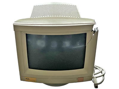 Retro Icc Computer Monitor With Broken Corner Props, Prop Hire