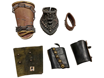 Roman Gladiator Cuffs and Accessories Props, Prop Hire