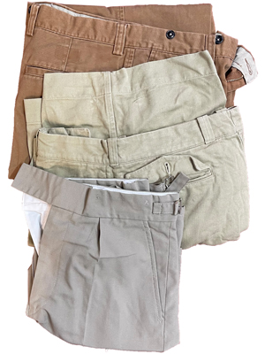 Army Beige Trousers and Shorts Props, Prop Hire