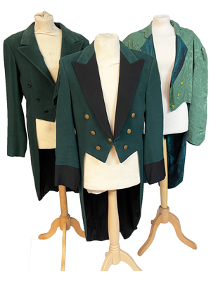 Green Vintage Tailcoats Footman Props, Prop Hire