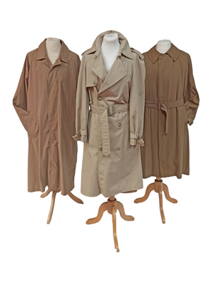 Vintage Trench Rain Coats Props, Prop Hire