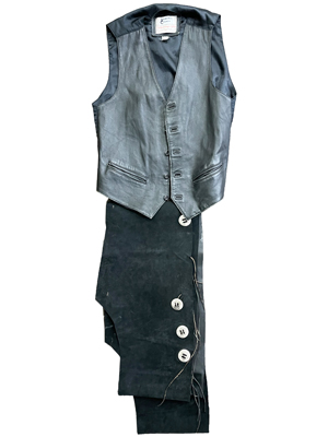 Cowboy Western Leather Chaps Waistcoat Props, Prop Hire