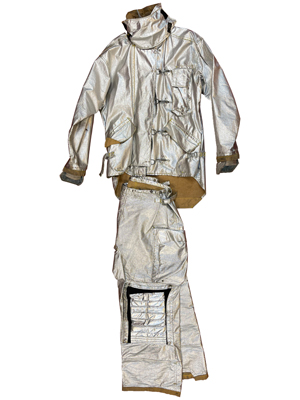 Silver 2 Part Firefighter Suit Props, Prop Hire