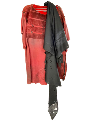 Heavy Red Leather Medieval Tunic Props, Prop Hire