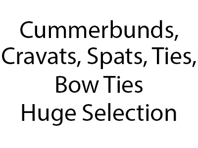 Cummerbunds/Cravats/Spats/Ties/Bow Ties Huge Selection Props, Prop Hire