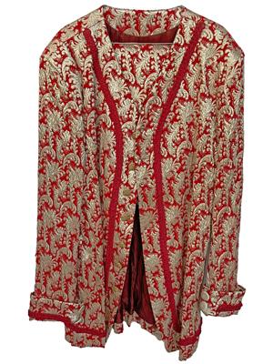 Red Brocade Footman Outfits Props, Prop Hire