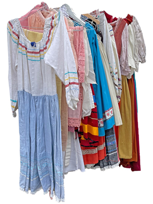 Vintage Peasant Folklore Dresses Skirts Shirts Blouses Props, Prop Hire