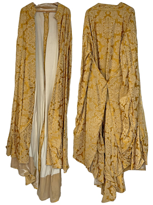 Silk Gold Brocade Imperial Cloak Props, Prop Hire