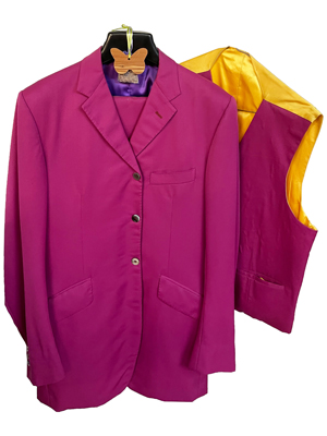 Womans Cerise Suit Props, Prop Hire