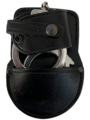 Police Handcuffs In Leather Belt Pouch Props, Prop Hire