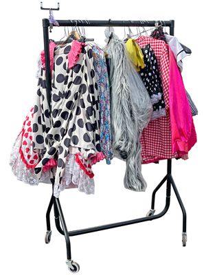 Backstage Crew Costume Rail With Costumes (Many Varieties) Props, Prop Hire