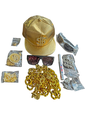 Bling Gold Silver Gangster Dealer Accessories Props, Prop Hire
