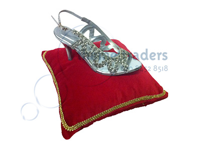 Glass Slippers on Cushions Props, Prop Hire