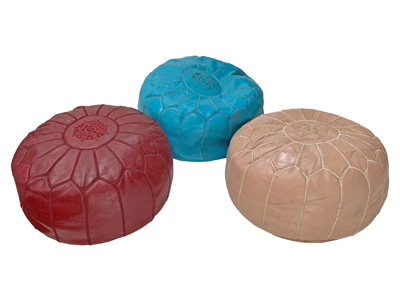 Moroccan Leather Pouffes Props, Prop Hire