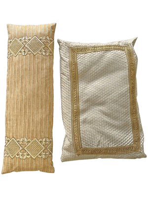 Gold Embroidered Historic Cushions Props, Prop Hire