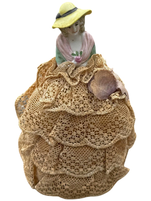 Ceramic Retro Lady Pin Cushion Props, Prop Hire