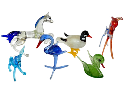Miniature Murano Glass Animals Props, Prop Hire