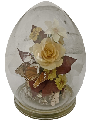 Victorian Egg Dome Glass Flower Display Props, Prop Hire