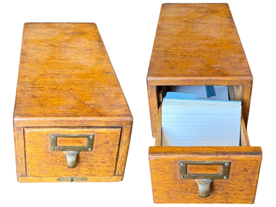 Vintage Rotadex Style Wooden Card Filing Drawer Props, Prop Hire
