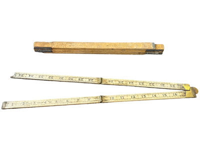 Wood and Brass Foldable Rulers Props, Prop Hire