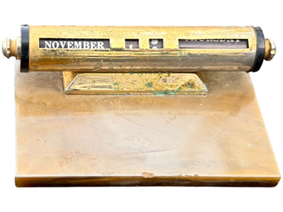 Brass Vintage Desk Calendar Props, Prop Hire