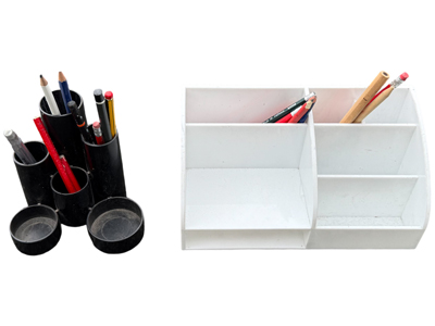 Plastic Retro Desk Top Tidies (many styles) Props, Prop Hire