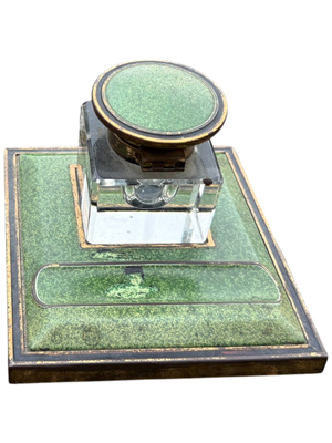 Green Alabaster Victorian Style Ink Well Props, Prop Hire