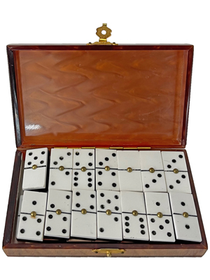 Antique Dominoes In Opalescent Case Props, Prop Hire