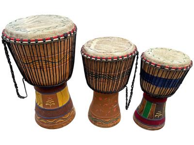 High Quality Handpainted African Djembe Drums 66 Centimetres Props, Prop Hire