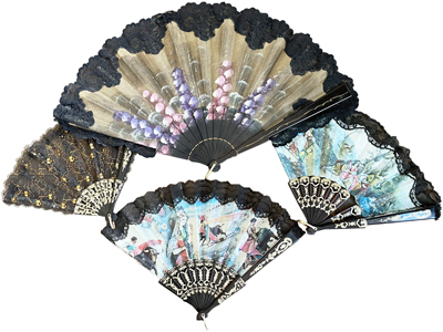 Tourist Spanish and Victorian Lace Fans Props, Prop Hire